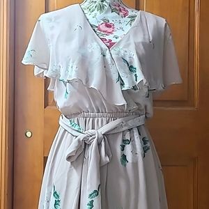 Audrey Maxi Light pink beige bouquet toss dress